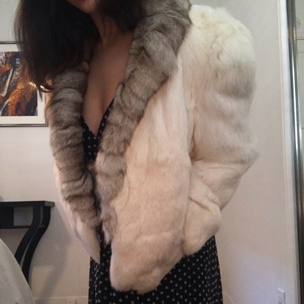 Genuine vintage rabbit fur coat